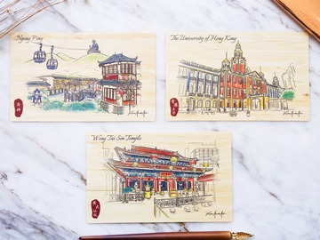  : HK Sketching Special Natural Bamboo 3 Postcards – Cultural Spots