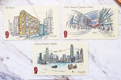  : HK Sketching 3 Bamboo Cards – Victoria Harbour, Pawn, PMQ