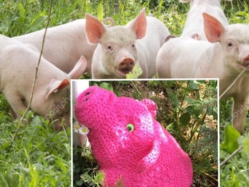 Vente au détail: Peluche cochon au crochet 