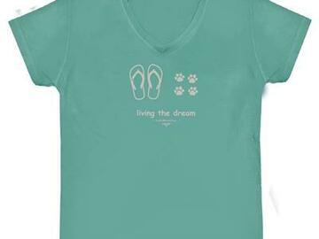 Selling: Living The Dream (Dogs & Flip Flops) - V-Neck T-Shirt