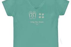 Selling: Living The Dream (Dogs & Flip Flops) - V-Neck T-Shirt