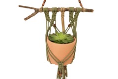  : Macrame and bamboo plant hanger with terracotta pot - Large 