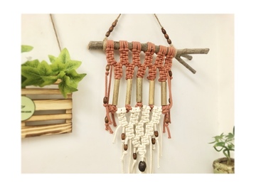  : Macrame and bamboo wall hanger - Sage/Terracotta
