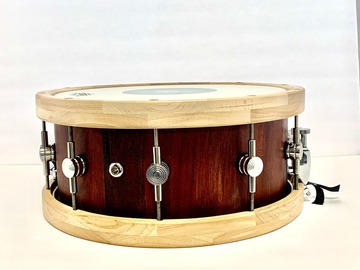 Selling with online payment: 14x6 custom stave solid maple snare with custom wooden hoops