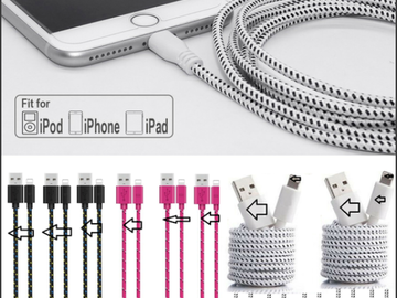 Comprar ahora: 200X 6FT BRAIDED USB Charging Cable for iPhone X, 8, 7,6