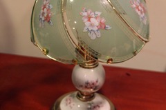 For Sale: Working Floral Jade Colored Lamp 