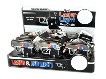 Liquidación / Lote Mayorista: 1 Display Of 12 Pcs  Laser /Light Gun Key Chain ( Buy one Get One