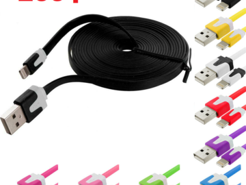 Comprar ahora: 200X 3Ft Noodle Flat USB Data Cable For iPhone X/8/7/6/SE/5
