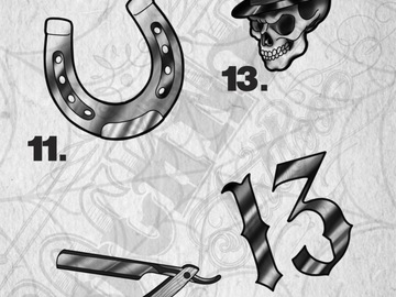 Tattoo design: 14 - Metallic style ‘thirteen’ 