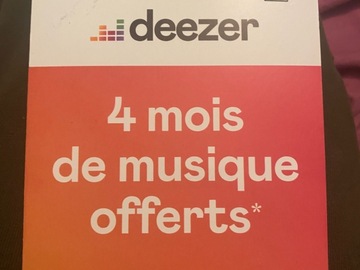 Vente: Carte Deezer Premium 4 mois (40€)