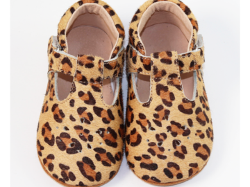  : Baby / Toddler Genuine Leather Leopard T strap shoes