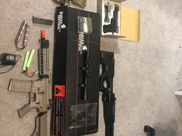 Selling: Airsoft misc 4 guns and misc items