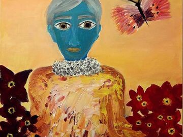 Sell Artworks: The blue man with the flowers