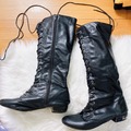 Selling with online payment: Black Lace-Up Cosplay Knee High Boots