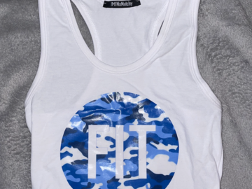 Selling A Singular Item: Carly's College Collection FIT Camo Logo Cropped Tank