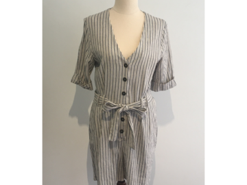Selling: Grey/White Linen Shorts Jumpsuit.