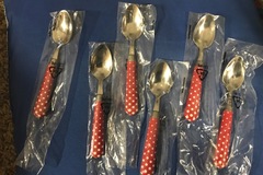 Liquidation/Wholesale Lot: Quid Novi Moka Spoons. Set of 6. Snow Dream Red
