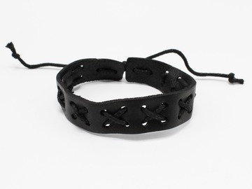 Liquidation & Wholesale Lot: Dozen Mens Faux Leather Bracelets B2073