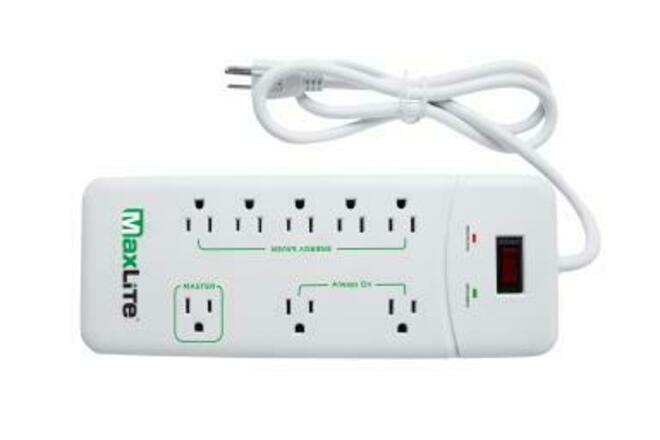3 Pc Lot  MaxLite 8 Outlet Energy Saving Surge Power Strip 