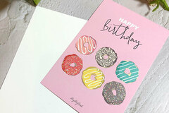  : Digital painting colourful donuts birthday card, greeting card