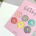  : Digital painting colourful donuts birthday card, greeting card