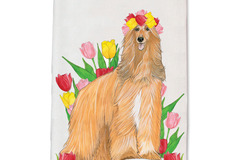 Selling: Afghan Hound Dog Floral Kitchen Dish Towel Pet Gift