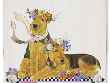 Selling: Airedale Floral Dog Kitchen Dish Towel Pet Gift
