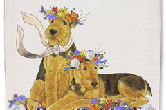 Selling: Airedale Floral Dog Kitchen Dish Towel Pet Gift