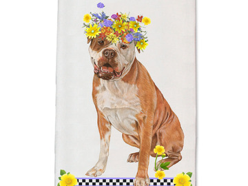 Selling: American Bulldog Floral Dog Kitchen Dish Towel Pet Gift