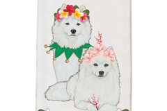Selling: American Eskimo Dog Floral Kitchen Dish Towel Pet Gift