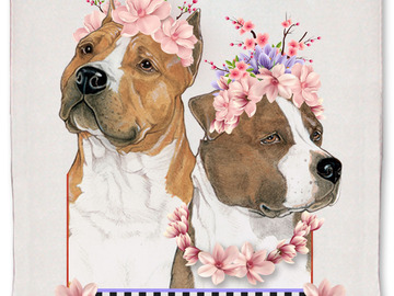 Selling: Amstaff Dog Floral Kitchen Dish Towel Pet Gift