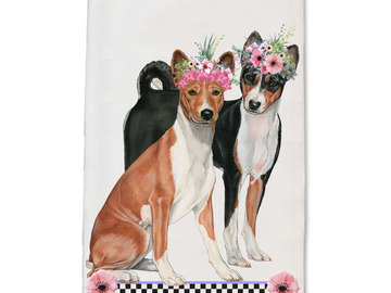 Selling: Basenji Dog Floral Kitchen Dish Towel Pet Gift