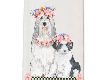 Selling: Bearded Collie Dog Floral Kitchen Dish Towel Pet Gift