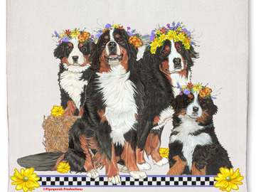 Selling: Bernese Mountain Dog Floral Kitchen Dish Towel Pet Gift
