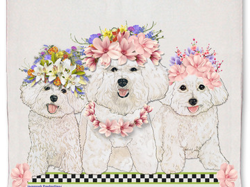 Selling: Bichon Frisé Dog Floral Kitchen Dish Towel Pet Gift