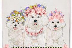 Selling: Bichon Frisé Dog Floral Kitchen Dish Towel Pet Gift