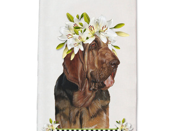 Selling: Bloodhound Dog Floral Kitchen Dish Towel Pet Gift