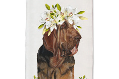 Selling: Bloodhound Dog Floral Kitchen Dish Towel Pet Gift