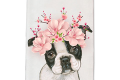 Selling: Boston Terrier Dog Floral Kitchen Dish Towel Pet Gift