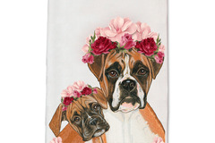 Selling: Kitchen Dish Towel Boxer Dog Floral Pet Gift