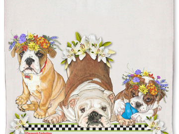 Selling: Bulldog Floral Kitchen Dish Towel Pet Gift