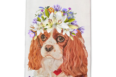 Selling: Cavalier King Charles Dog Floral Kitchen Dish Towel Pet Gift