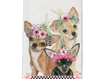 Selling: Chihuahua Dog Floral Kitchen Dish Towel Pet Gift