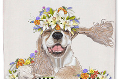 Selling: Cocker Spaniel Dog Floral Kitchen Dish Towel Pet Gift