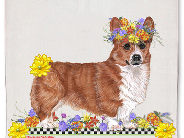 Selling: Corgi Dog Floral Kitchen Dish Towel Pet Gift