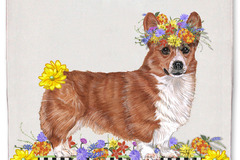Selling: Corgi Dog Floral Kitchen Dish Towel Pet Gift