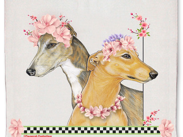 Selling: Greyhound Dog Floral Kitchen Dish Towel Pet Gift
