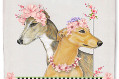 Selling: Greyhound Dog Floral Kitchen Dish Towel Pet Gift
