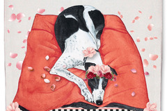 Selling: Greyhound Black and White Dog Floral Kitchen Dish Towel Pet Gift