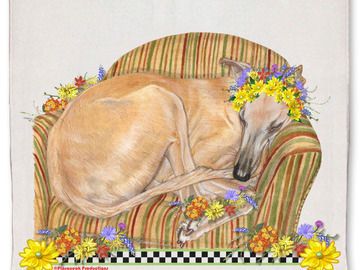Selling: Greyhound Dog Floral Kitchen Dish Towel Pet Gift